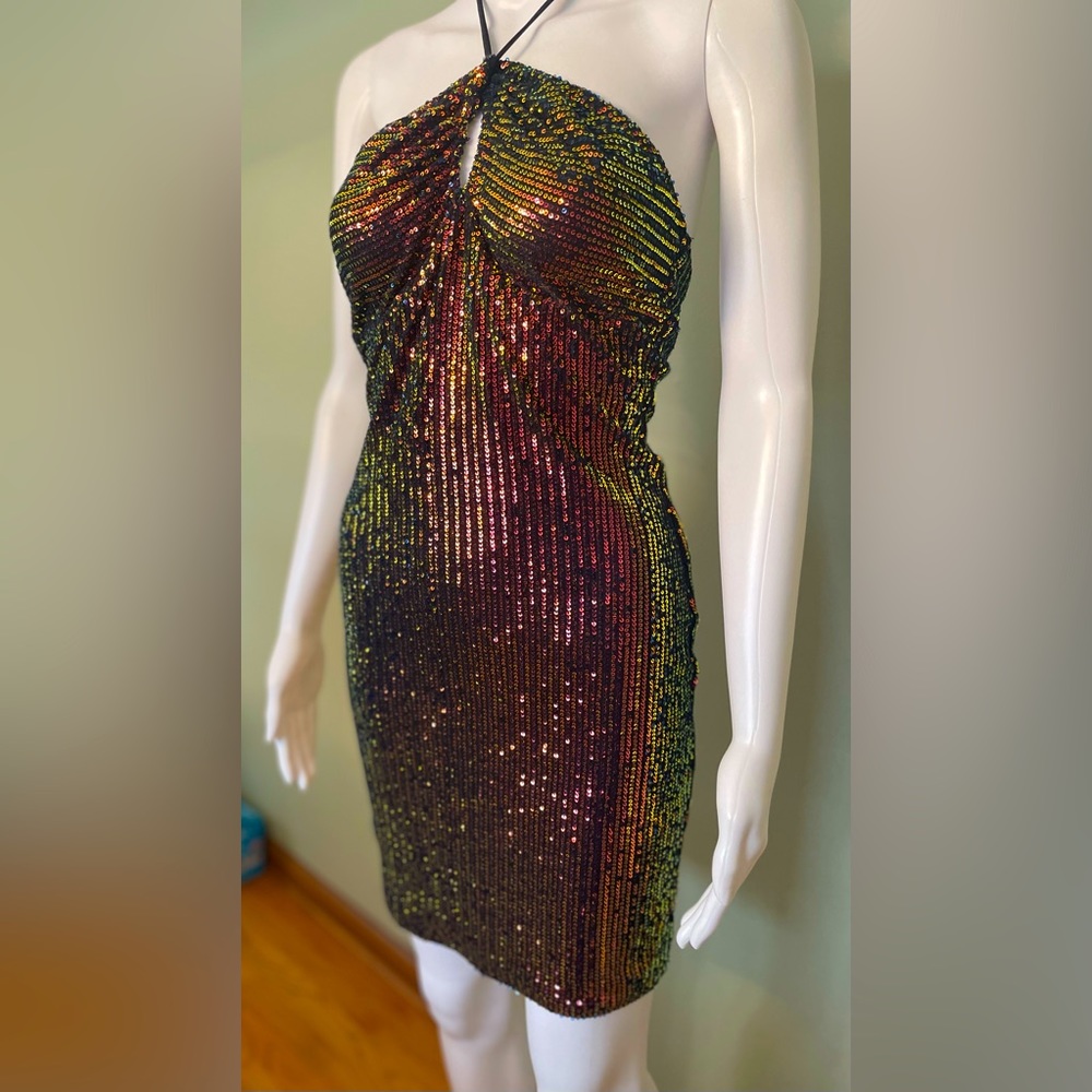Ragstock Backless Sequin Halter Mini